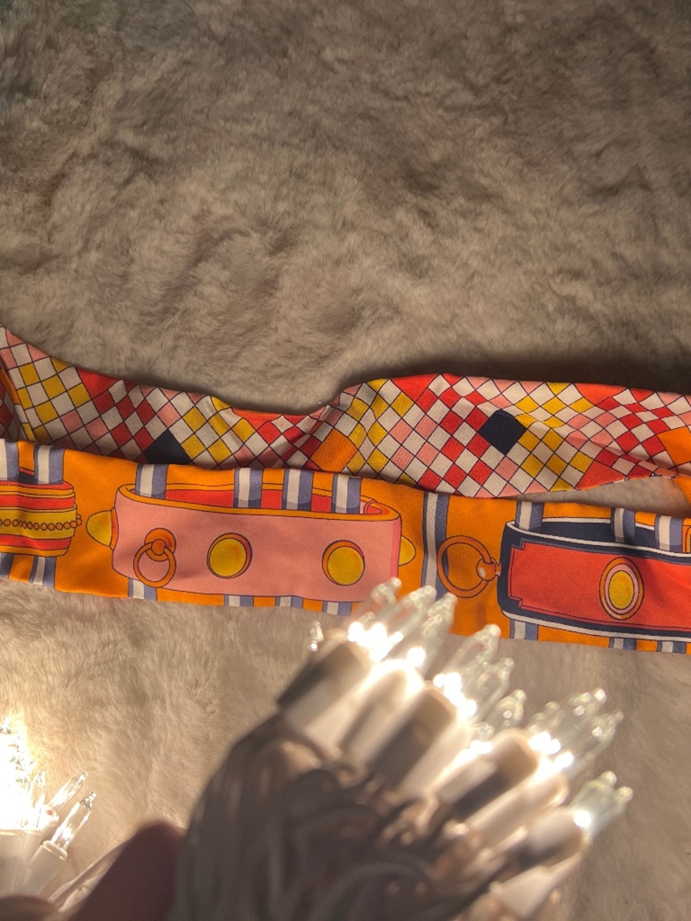 HERMES SILK COLLIERS ET CHIENS TWILLY ORANGE / GRIS BLEUTE - Picture 12 of 12